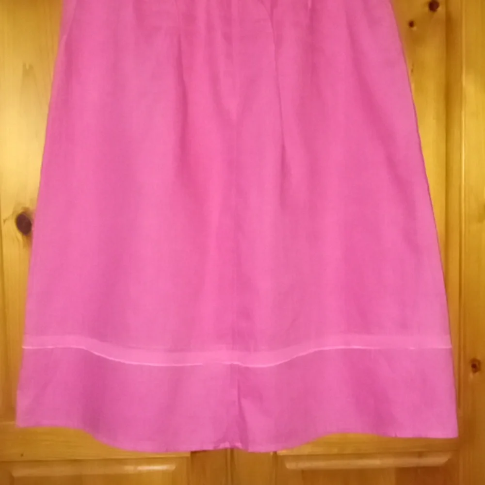 Kim by Kim Rogers Women's Petite Bright Pink 100% Linen A-line Midi Skirt PXL - Picture 8 of 9